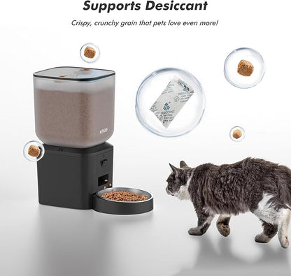 Automatic Dog & Cat Feeder with Camera & WiFi – 8L/34 Cups, 1080P Night Vision, 2.4 & 5G WiFi, 2-Way Talk, 10s Voice Recording, Timed Food Dispenser, Up to 99 Portions, 15 Meals Per Day