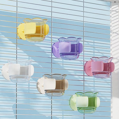 2pcs/4pcs PET Bird Bowls with Clamp, Bird Cage Feeder, Durable Water Bowl, Feeding Cups, Water Feeder for Cockatiel, Parakeet, Macaw, Finches, Lovebirds, Small Animals Gray (Yellow, 2pcs)