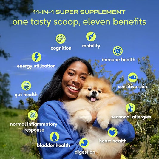 Native Pet Dog Vitamins & Supplements - 11-in-1 Multivitamin Powder for Dogs Food Topper - Collagen, Glucosamine, Probiotics, Omega & More- Supports Healthy Gut, Mobility & Overall Health -90 Scoops