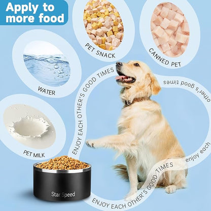 200oz Large Stainless Steel Dog Bowl. Extra Large Dog Water Bowls for Large Dogs with Rubber Bottom, Drop Resistant and Durable, Keeps Cold, Fits Different Size Big Dog Food Bowls. (200 OZ, Black)