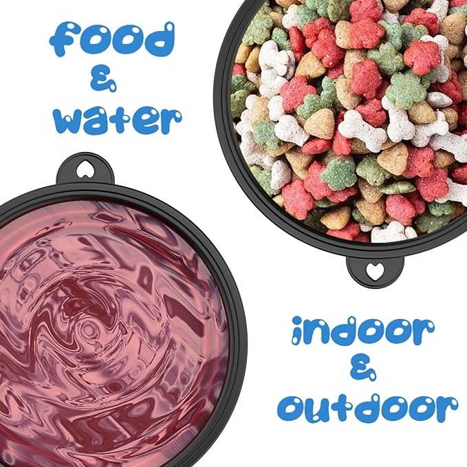 5 Pack Collapsible Dog Bowl Travel Portable Pet Bowls [12oz],Expandable Foldable Food Water Feeding Dishes for Traveling Hiking Walking,with Carabiners