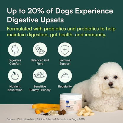 Wuffes Daily Probiotic for Dogs - Supports Digestive Health, Gut Balance, and Immune System - with Prebiotics, Marshmallow Root, and Pumpkin Powder (120 Chews (Pack of 2))