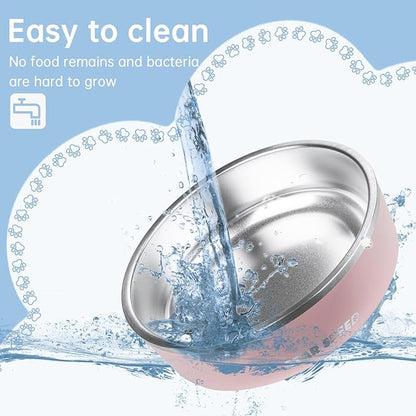 StarSpeed 24oz Stainless Steel Dog Bowls with Rubber Bottom Non-Slip Double Wall Metal Outdoor Dog Food and Water Bowls Weighted Insulated Pet Feeding Bowl for Small,Medium Sized Dogs or Cats