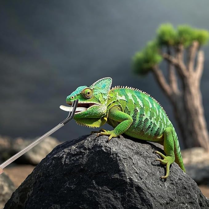 4PCS-Rubber Tip Feeding Tongs for Reptiles Extra Long Stainless Steel Reptile Feeding Tongs Terrarium Tools Feeder for Lizards Bearded Dragon Snake Enclosure Tank Accessories