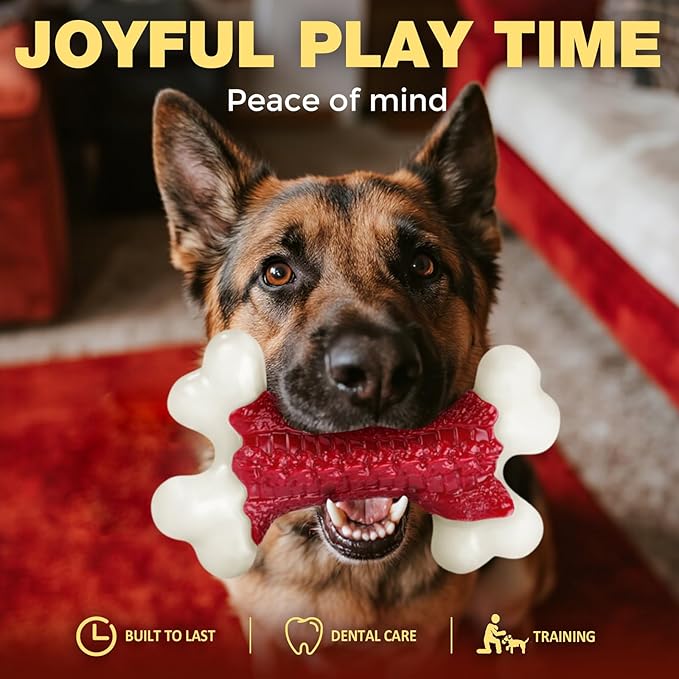 Tough Dog Toys, Toys for Aggressive Chewers Large Breed, Chew Dogs, Bone Toy Nylon Dogs Almost Indestructible