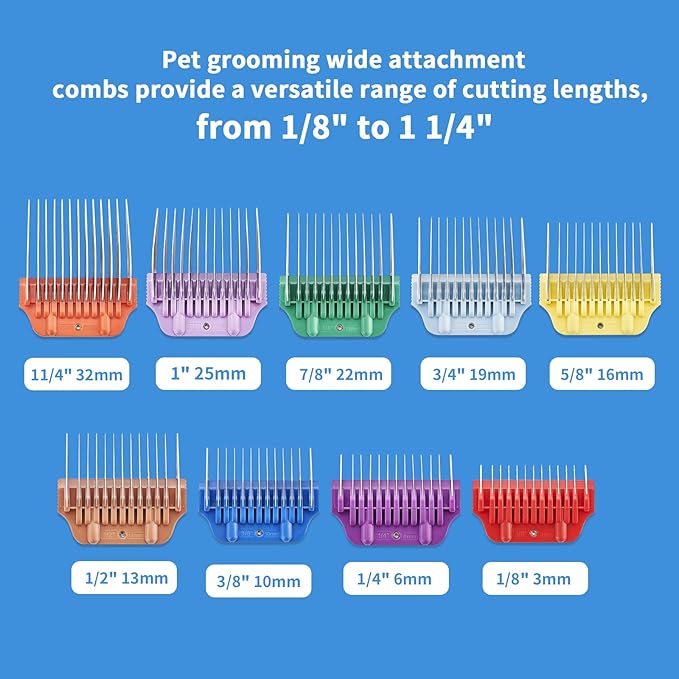 6MM 1/4Inch Pet Grooming Clipper Attachment Guard Comb, for Wide A5 Blades, Compatible with Andis, Conair, Wahl, Laube, Thrive, Bucchelli, or other A5 Series, Only Fit for 10W/15W/30W Wide Blade
