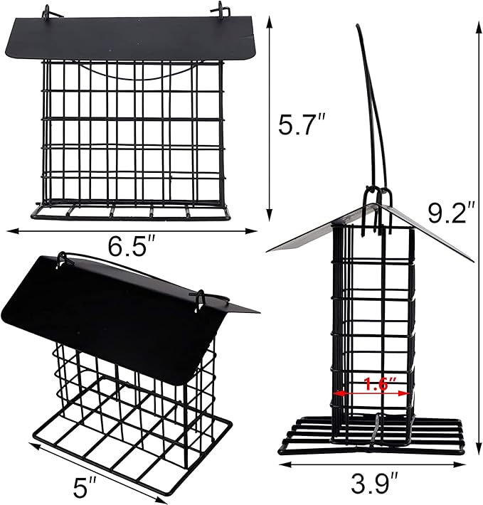 winemana Suet Feeder for Outside Hanging, Metal Suet Cake Holder Squirrel Proof, Weatherproof Bird Feeders for Wild Birds Woodpecker, Single Suet Cage for Outdoor Garden
