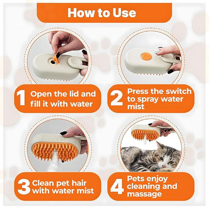4-in-1 Multi-Functional Pet Hair Removal Tool with Shedding, Cleaning, Massage & Combing Features- Steam Deshedding Brush, Dog Brush for Shedding and Cat Brushes for Indoor Cats -Orange