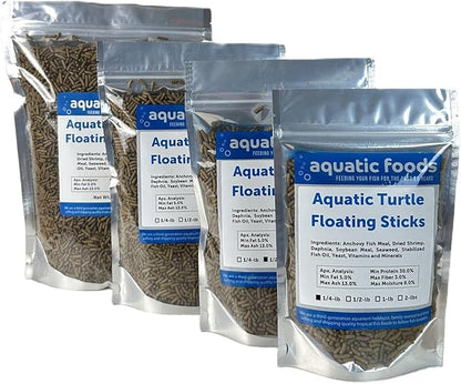 Aquatic Foods Inc. Aquatic Turtle 3/8" x 1/8" 30% Protein Floating Sticks for Aquatic & Semi Aquatic Red Ear, Painted. Map, Soft Shell Pond Turtles...WL…1-lb Foil Pouch Bag
