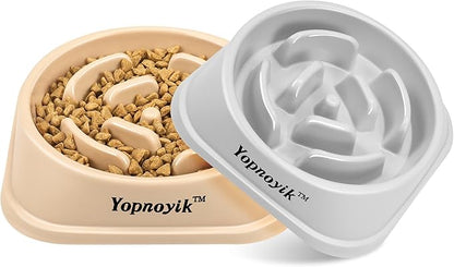 2 Pack Slow Feeder Dog Bowls for Healthy Eating, Non-Slip and Anti-Choking Design, Reduces Bloating & Overeating for Large Dogs, Easy to Clean