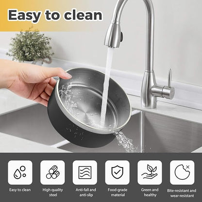 Stainless Steel Dog Bowls, Metal Dog Bowls, Water Bowl for Dogs, Dog Food Bowls, Pet Bowls for Dogs, Dog Dish for Large Dogs, Insulated Dog Bowl, Non Slip Dog Bowl, Easy to Clean, 40oz,Black