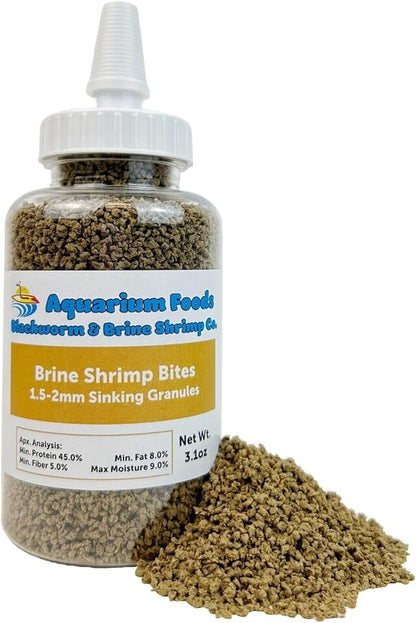Aquatic Foods Inc. Brine Shrimp Sinking Micro Bites for Guppies, Nano Fish, Cichlids, Discus, Corys, Tetras, Bettas All Tropical Fish…3.1oz Squeeze Bottle