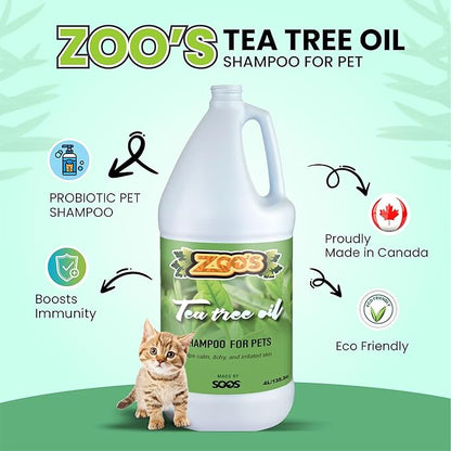 Zoo’s Pet Tea Tree Oil Dog Shampoo Fast Absorbing moisturize Skin - 1x (4L Gallon)