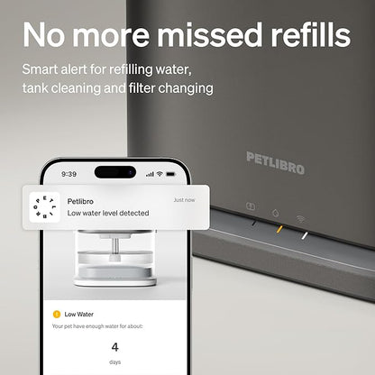 PETLIBRO Upgrade Cat Water Fountain, Dockstream 2 Smart App Monitoring Pet Water Fountain for Cats Indoor, 3L/101oz Cat Fountain Stainless Steel Tray for Drinking, 5G WiFi Auto Cat Water Dispenser Dog