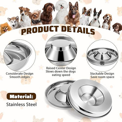 Zopeal 6 Pcs Stainless Steel Puppy Bowls 13.4'' Puppy Feeder Dog Water Food Feeding Bowl for Multiple Weaning Small Dogs Cats, Pet Eating at The Same Time, Cylinder Style