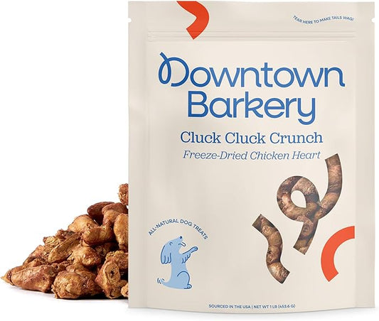 Downtown Barkery Freeze Dried Dog Treats - Single Ingredient, Low Calorie, Rich in Vitamins and Minerals - All Natural - Freeze Dried Chicken Hearts for Dogs, 1 LB