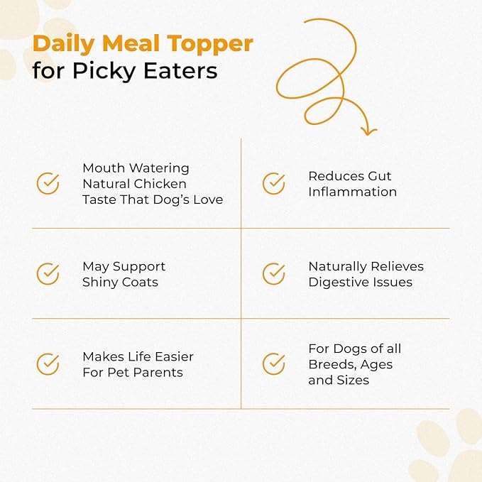 Chicken Bone Broth for Dogs - Chicken Flavor Dog Rehydration Powder - Dog Water Flavor Enhancer for Picky Eaters - Bone Broth for Cats - Drizzlers for Dogs - Made in USA