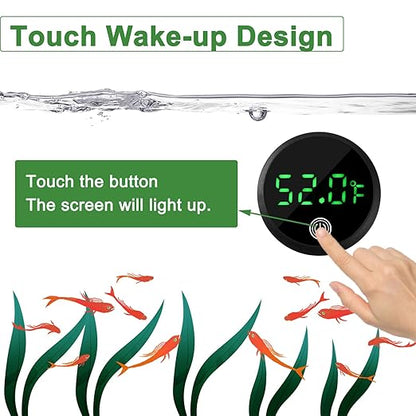 Aquarium Thermometer Digital Fish Tank Thermometer Led Display Fish Tank Temperature Gauge Accurate Thermometer to ±1℉ for Betta Axolotl Turtle Tank (with Spare Battery)