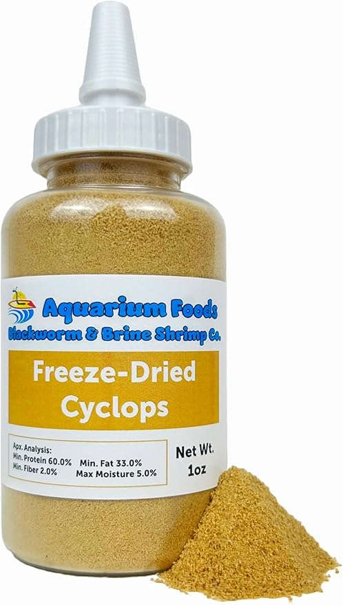 Aquatic Foods Inc. Freeze-Dried Cyclops/Copepods for Tropical Fish Fry and Babies, Nano & Micro Fish, Corals and Anemones…1oz Squeeze Bottle