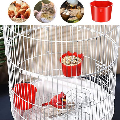 10Pcs Chicken Water Cups,Cage Cup Bird Cage Feeder,8 oz Chicken Feeders Water Bowl Hanging for Cage,Plastic Birds Feeders,Hanging Food and Water Coop Cups for Treats Grit(Red)