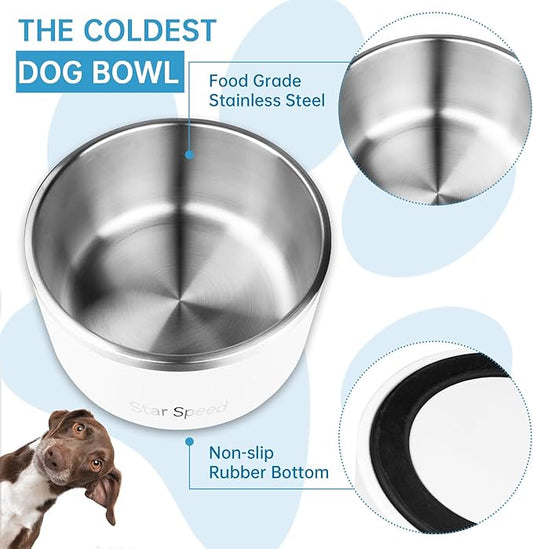 200oz Large Stainless Steel Dog Bowl. Extra Large Dog Water Bowls for Large Dogs with Rubber Bottom, Drop Resistant and Durable, Keeps Cold, Fits Different Size Big Dog Food Bowls. (200 OZ, White)