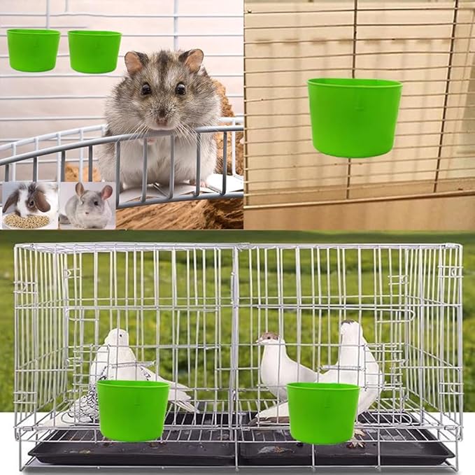 10Pcs Chicken Water Cups Cage Cup Bird Cage Feeder 8 oz Chicken Feeders Water Bowl Hanging for Cage Plastic Birds Feeders Hanging Food and Water Coop Cups for Treats Grit(Green)