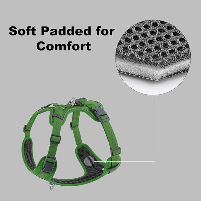 Plutus Pet No Pull Dog Harness, Release at Neck, Soft Padded, Reflective Adjustable Dog Vest Harness for Small, Medium, Large Dogs(Green, XL)