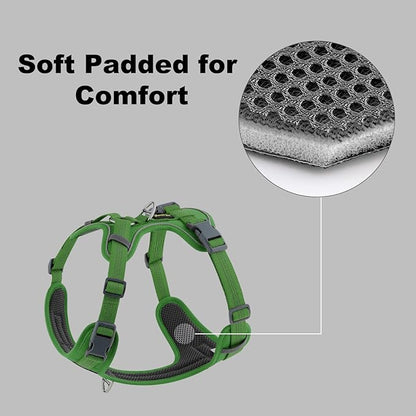 Plutus Pet No Pull Dog Harness, Release at Neck, Soft Padded, Reflective Adjustable Dog Vest Harness for Small, Medium, Large Dogs(Green, XL)