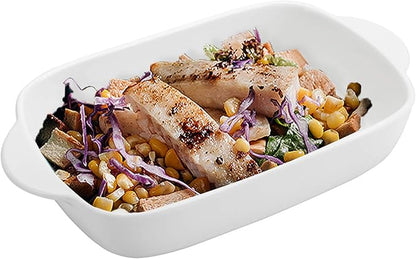 Foraineam 4 Pieces Bakeware Set, White Porcelain Baking Dish Bowl, 7.5 x 5 inch Rectangular Baking Pans for Cooking, Banquet and Daily Use