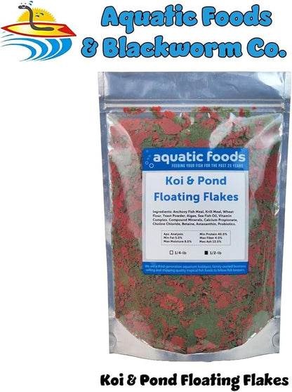 Aquatic Foods Inc. Koi & Pond Fish Krill Flakes. Arctic Krill Flakes which Contain Natural Carotenoids & Astaxanthin That Will Enhance The Vibrant Colors of Fish...WL…1/2-lb Foil Pouch Bag