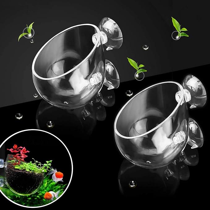 2 PCS Aquarium Plant Holder Top Hanging Fish Tank Plant Pot Aquarium Planter Cups for Water Feature Decoration