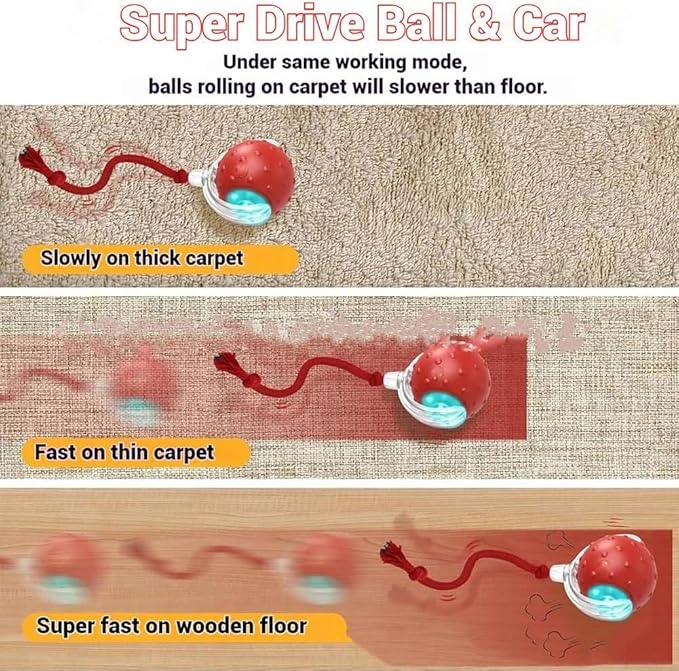 Tiny Fetch Dog Toy, Tinyfetch Interactive Dog Cat Toys Balls with Birdsong, 360° Smart Automatic Rolling Electric Dog Ball Toy, Fast Moving Balls Toys for Pets (red)