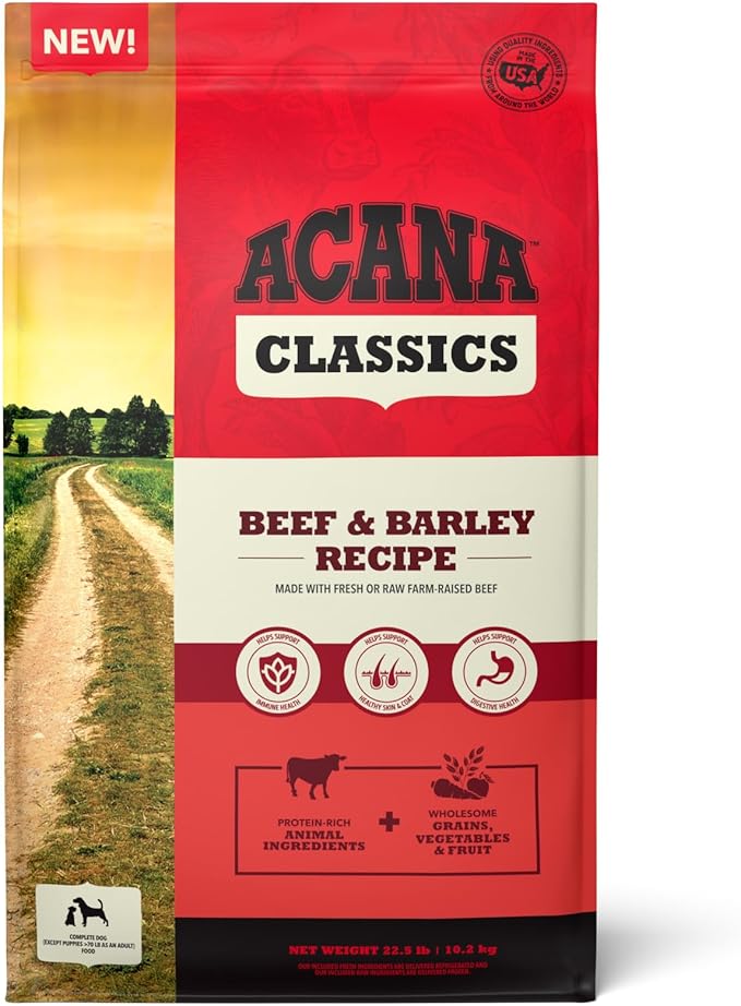 ACANA Classics Dry Dog Food Beef and Barley Recipe 22.5lb Bag