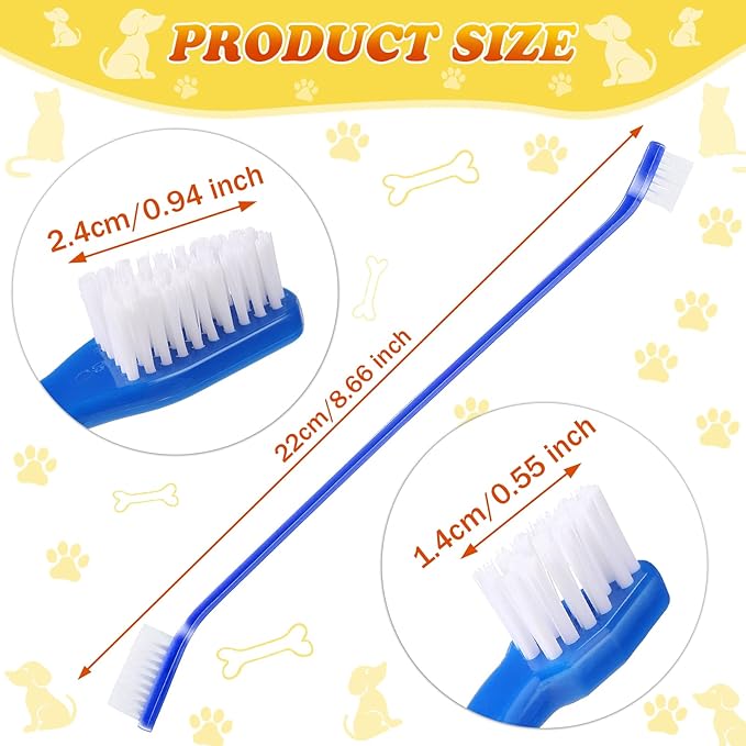 200 count Dog Toothbrush Bulk Dual Headed Dental Brushes Dogs Tooth Brushing Kit Long Handle Pet Tooth Brush for Puppy Large Small Cats and Most Pets Teeth Cleaning Dental Care Supplies, 8 Colors