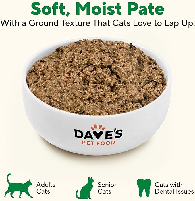 Dave's Pet Food Grain Free Wet Canned Cat Food Pate(Chicken), Made in USA Naturally Healthy, Wheat & Gluten-Free, 12.5 oz Cans (12 Pack)