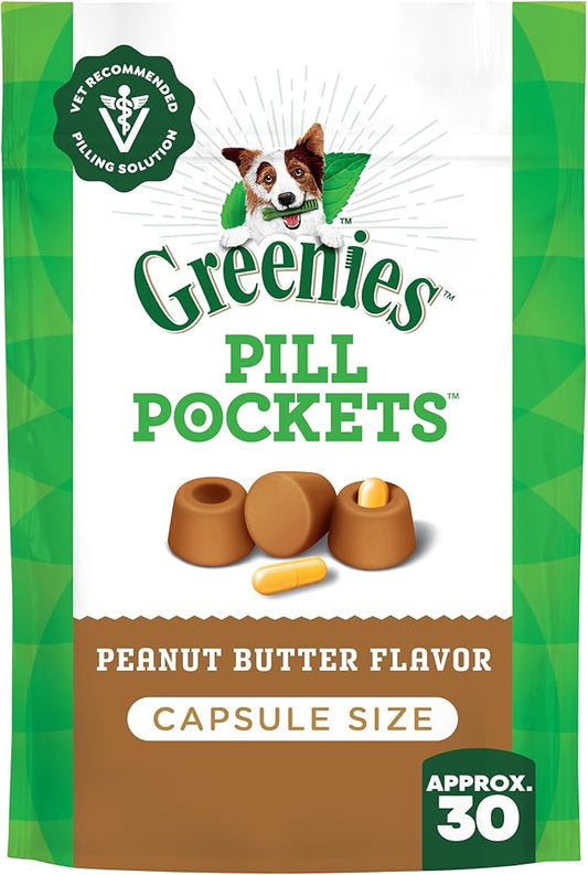 Greenies Pill Pockets for Dogs Large Size, Soft Dog Treats, with Real Peanut Butter, 7.9 oz. Pouch (30 Treats)