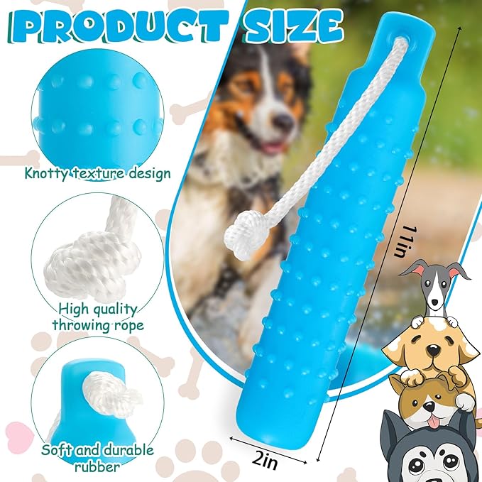 4 Pcs Dog Float Bumper Toy Training Bumper, Water Toys Dummy Outdoor 11 x 2 Inch Puppy Lightweight for Float on The Water Pool Fetch for Small, Medium, Large Dogs(Blue)