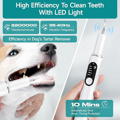 Ultrasonic Dog Toothbrush – Electric Plaque & Tartar Remover Kit with 5 Modes and 2 Heads, Gentle and Safe Teeth Cleaning Tool for Dogs, Improves Pet Oral Health