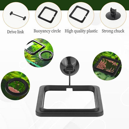 2 PCS Fish Feeding Ring, Aquarium Feeding Ring Automatic Goldfish Tank Feeder Dispenser Auto Live Betta Fish Vacation Feeder Floating Food Accessories for Turtle, Coral, Goldfish (Black)