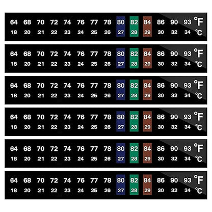 AQUANEAT 6 PCS Aquarium Thermometer Strips, Fish Tank Thermometer Sticker, Terrarium Water Temperature Test (0.71" x 5.13")