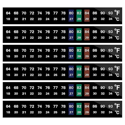 AQUANEAT 6 PCS Aquarium Thermometer Strips, Fish Tank Thermometer Sticker, Terrarium Water Temperature Test (0.71" x 5.13")