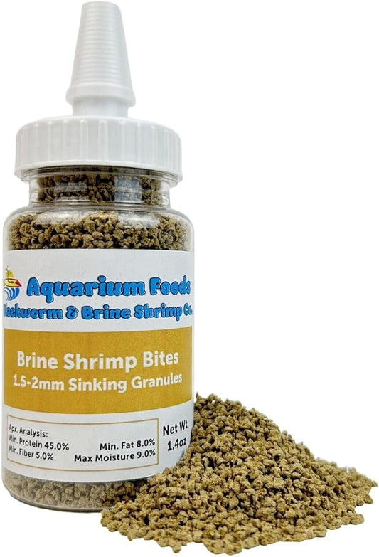 Aquatic Foods Inc. Brine Shrimp Sinking Micro Bites for Guppies, Nano Fish, Cichlids, Discus, Corys, Tetras, Bettas All Tropical Fish…1.4oz Squeeze Bottle