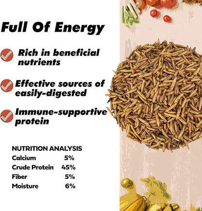 Adaman Dried Black Soldier Fly Larvae 20 LBS-100% Natural Non-GMO BSF Larvae-More Calcium Than Dried Mealworms High-Protein Chickens Treats, Food for Birds, Ducks, Repitle, Hedgehog, Bearded Dragon