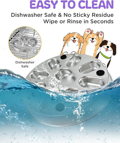 Slow Feeder Dog Bowls with Non-Slip Mat, Stainless Steel Metal Slow Feeder for Small & Medium Dogs, 2 Cups Pet Bowl for Slows Down Eating, Dishwasher Safe, Anti-Gulping Dog Bowl -2 Pack