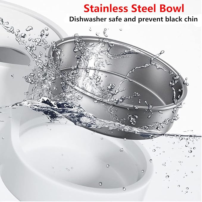 Automatic Cat Feeder, 3.8L Large Gravity Cat Food Dispenser with Detachable Top Lid, Visible Bottle and Stainless Steel Bowl for Pets (White)