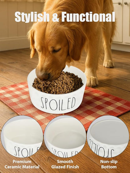 70OZ Ceramic Dog Bowl - 8'' Non-Slip Feeder for Medium & Large Dogs, Suitable for Dry & Wet Food, White, Microwave & Dishwasher Safe