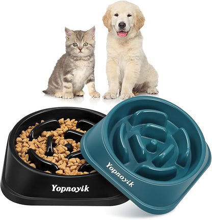 2 Pack Slow Feeder Dog Bowls for Healthy Eating, Non-Slip and Anti-Choking Design, Reduces Bloating & Overeating for Small Dogs, Easy to Clean