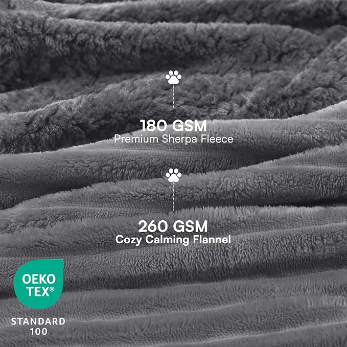 Luciphia Waterproof Dog Blanket for Large Dogs Ultra-Soft Calming Cut Pile Flannel Throw Durable & Warm Furniture Protection for Couch Bed Pet Blanket Machine Washable Stone Gray,L(65''x57'')