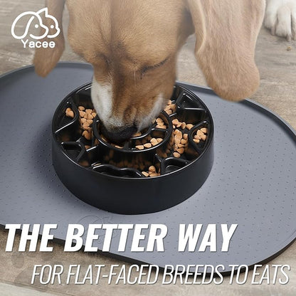 Tilted Slow Feeder Dog Bowl for Flat Face Breeds, Retro Style Non-Skid Food Bowl for Flat Face Breeds for Dogs & Cats Large, Small (Black)