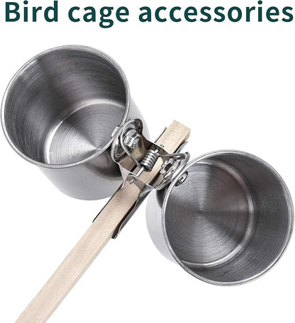 TBWHL Parrot Feeding Cups Hanging Pet Animal Stainless Steel Birdcage Bowls Bird Bowls for Cage Parakeet Birds Cage Accessories Suitable Small and Medium Bird S